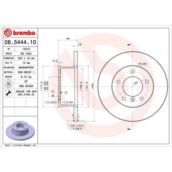 Слика на Кочионен диск BREMBO 08.5444.10