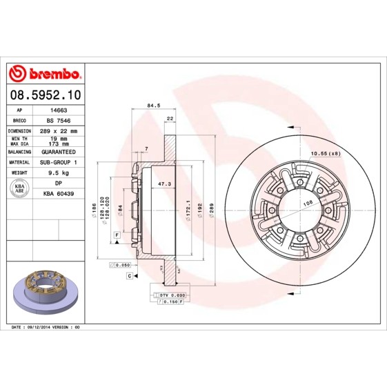 Слика на Кочионен диск BREMBO 08.5952.10