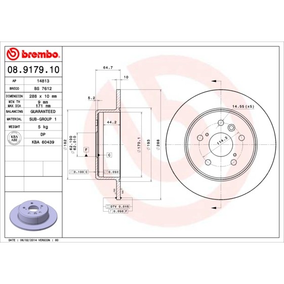 Слика на Кочионен диск BREMBO 08.9179.10