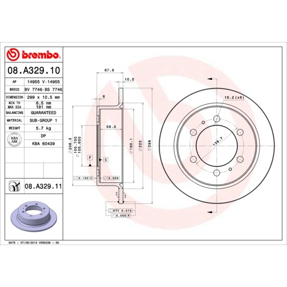 Слика на Кочионен диск BREMBO 08.A329.10