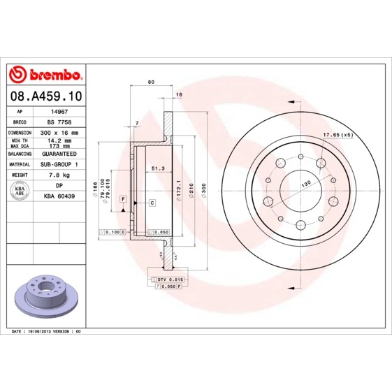 Слика на Кочионен диск BREMBO 08.A459.10