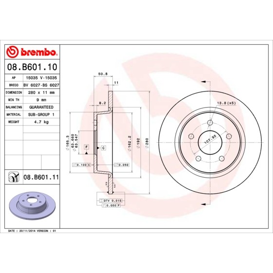 Слика на Кочионен диск BREMBO 08.B601.10