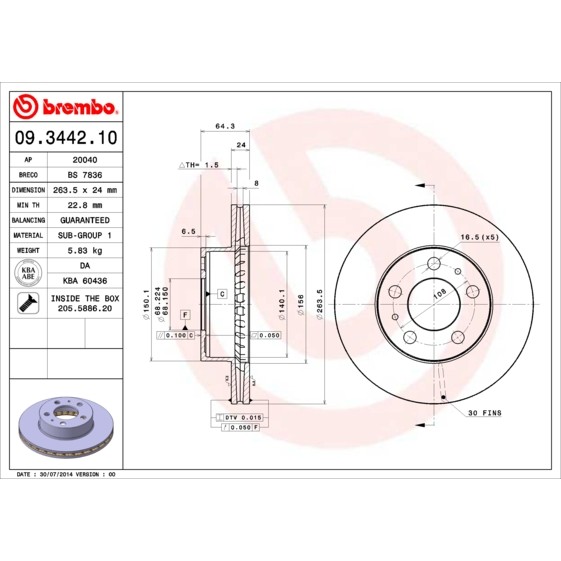 Слика на Кочионен диск BREMBO 09.3442.10