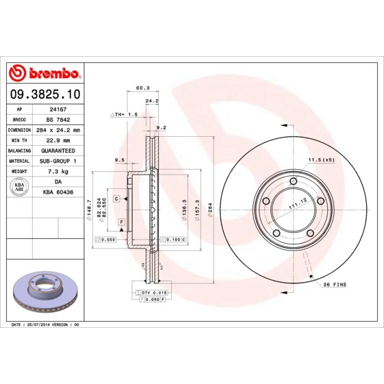 Слика на Кочионен диск BREMBO 09.3825.10