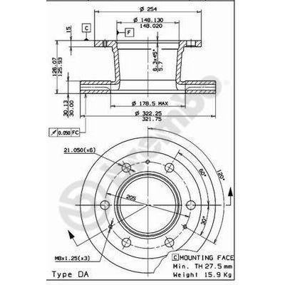 Слика на кочионен диск BREMBO 09.5738.10 за камион Ford Cargo 1115 - 150 коњи дизел