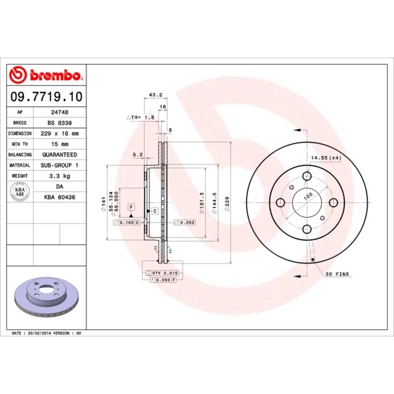 Слика на Кочионен диск BREMBO 09.7719.10