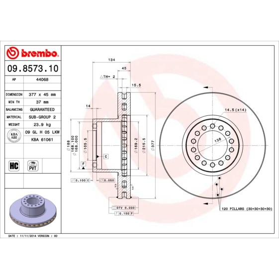 Слика на Кочионен диск BREMBO 09.8573.10