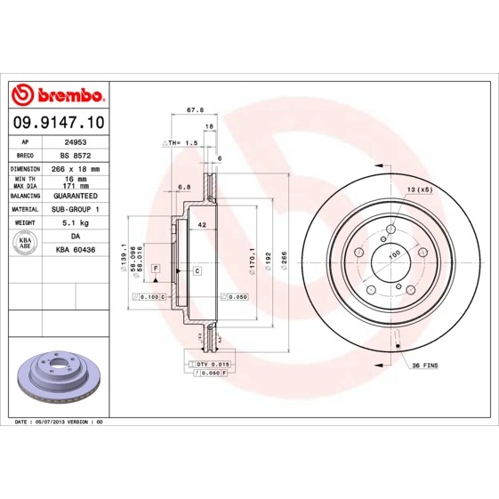 Слика на Кочионен диск BREMBO 09.9147.10