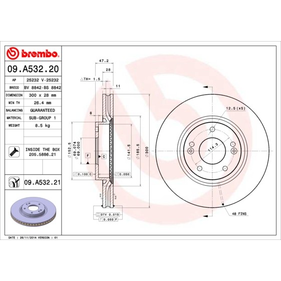 Слика на Кочионен диск BREMBO 09.A532.20