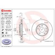 Слика 1 на кочионен диск BREMBO 09.A727.14