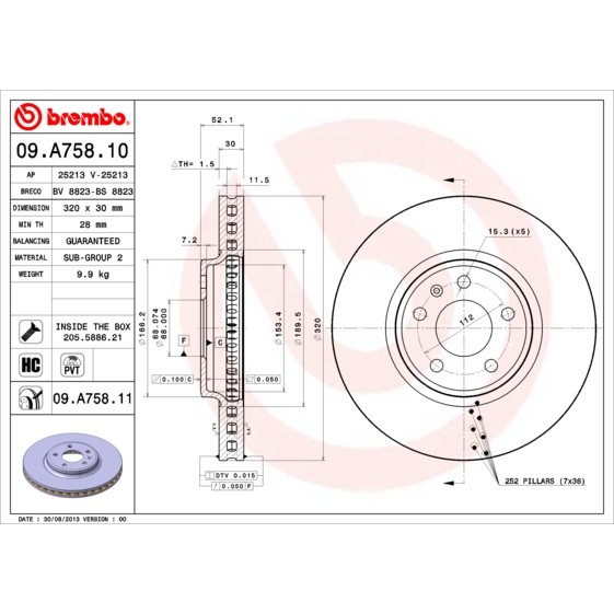 Слика на Кочионен диск BREMBO 09.A758.10