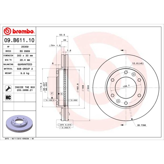 Слика на Кочионен диск BREMBO 09.B611.10