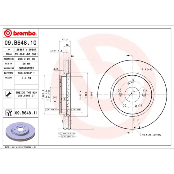 Слика на Кочионен диск BREMBO 09.B648.10