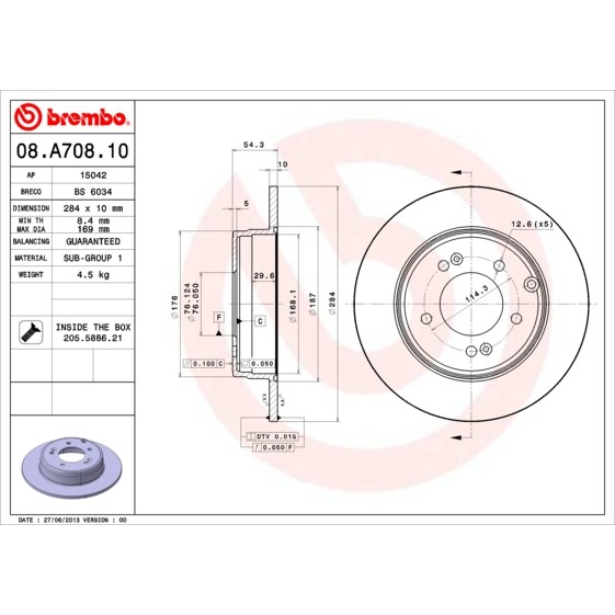 Слика на Кочионен диск BREMBO COATED DISC LINE 08.A708.11