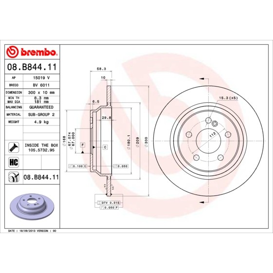 Слика на Кочионен диск BREMBO COATED DISC LINE 08.B844.11