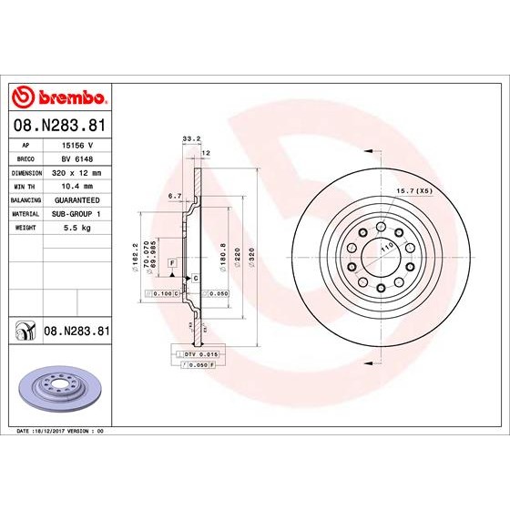 Слика на Кочионен диск BREMBO COATED DISC LINE 08.N283.81