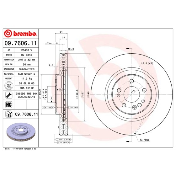 Слика на Кочионен диск BREMBO COATED DISC LINE 09.7606.11