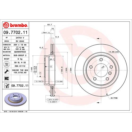 Слика на Кочионен диск BREMBO COATED DISC LINE 09.7702.11