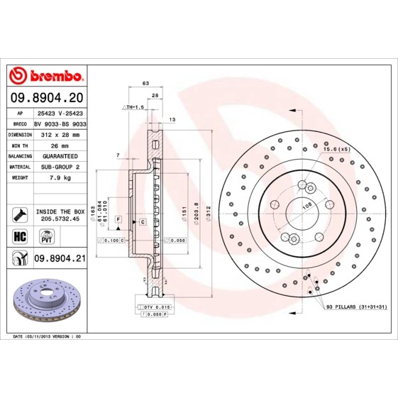 Слика на Кочионен диск BREMBO COATED DISC LINE 09.8904.21