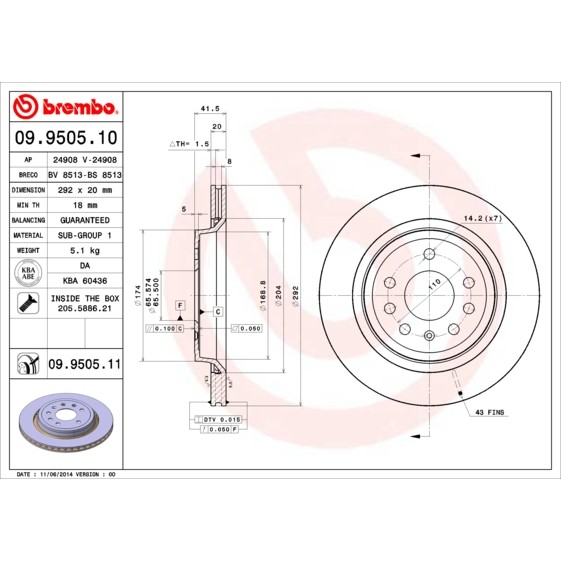 Слика на Кочионен диск BREMBO COATED DISC LINE 09.9505.11