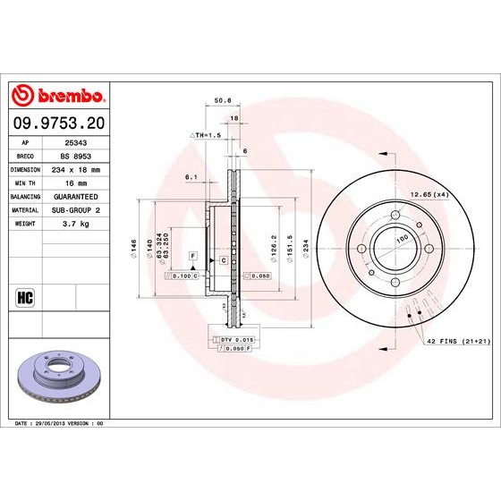 Слика на Кочионен диск BREMBO COATED DISC LINE 09.9753.21