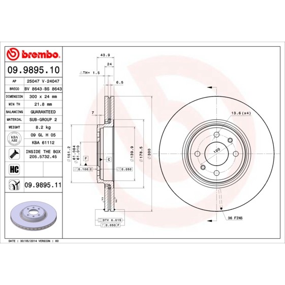 Слика на Кочионен диск BREMBO COATED DISC LINE 09.9895.11