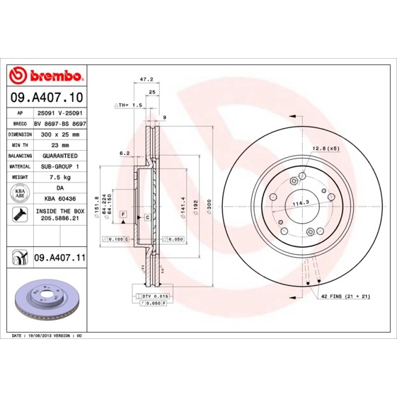 Слика на Кочионен диск BREMBO COATED DISC LINE 09.A407.11