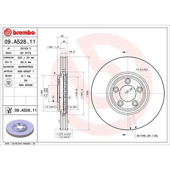 Слика на Кочионен диск BREMBO COATED DISC LINE 09.A528.11