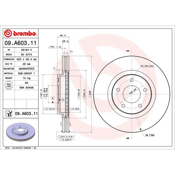 Слика на Кочионен диск BREMBO COATED DISC LINE 09.A603.11