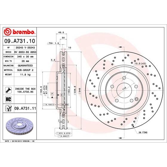 Слика на Кочионен диск BREMBO COATED DISC LINE 09.A731.11