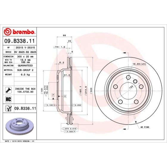 Слика на Кочионен диск BREMBO COATED DISC LINE 09.B338.11