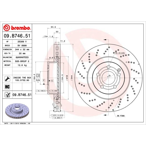 Слика на Кочионен диск BREMBO COATED DISC LINE 09.B746.51