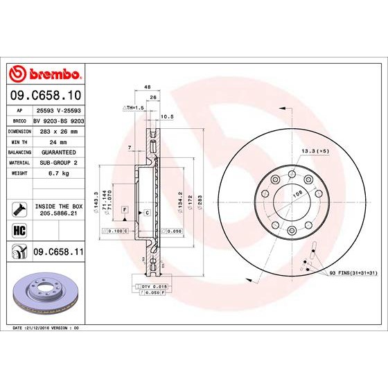 Слика на Кочионен диск BREMBO COATED DISC LINE 09.C658.11