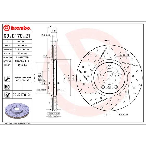 Слика на Кочионен диск BREMBO COATED DISC LINE 09.D179.21