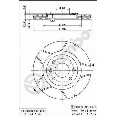 Слика на кочионен диск BREMBO MAX LINE 09.4987.76 за Peugeot 405 Saloon (15b) 1.9 - 126 коњи бензин