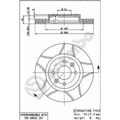 Слика на кочионен диск BREMBO MAX LINE 09.5802.76 за Renault 19 II Hatchback 1.8 16V (B/C53D) - 135 коњи бензин