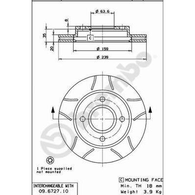 Слика на кочионен диск BREMBO MAX LINE 09.6727.77 за Ford Escort 7 Saloon (gal,afl) 1.8 TD - 90 коњи дизел