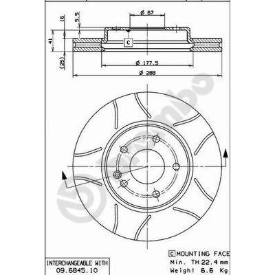 Слика на кочионен диск BREMBO MAX LINE 09.6845.75 за Mercedes E-class Saloon (w210) E 220 D (210.004) - 95 коњи дизел