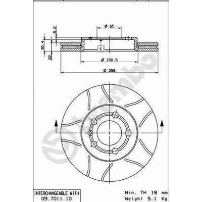 Слика на кочионен диск BREMBO MAX LINE 09.7011.75 за Skoda Fabia Combi (6Y5) 1.4 16V - 100 коњи бензин