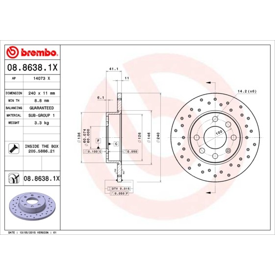 Слика на Кочионен диск BREMBO XTRA LINE 08.8638.1X