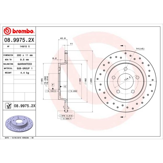 Слика на Кочионен диск BREMBO XTRA LINE 08.9975.2X