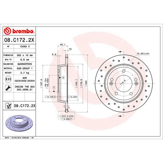 Слика на кочионен диск BREMBO XTRA LINE 08.C172.2X за Hyundai i30 Coupe 1.6 CRDi - 128 коњи дизел