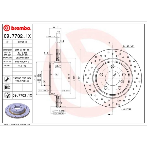 Слика на Кочионен диск BREMBO XTRA LINE 09.7702.1X