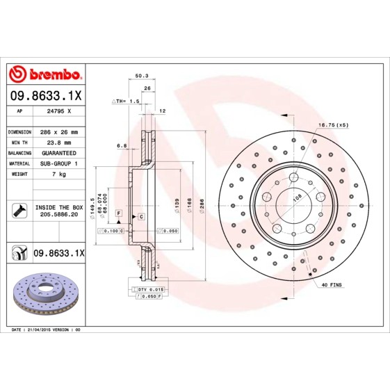 Слика на Кочионен диск BREMBO XTRA LINE 09.8633.1X