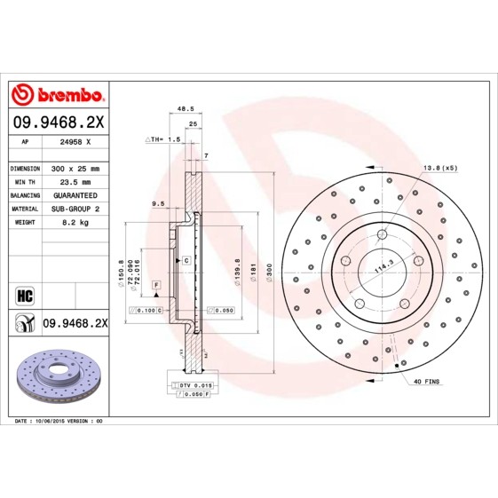 Слика на Кочионен диск BREMBO XTRA LINE 09.9468.2X