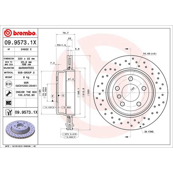 Слика на Кочионен диск BREMBO XTRA LINE 09.9573.1X