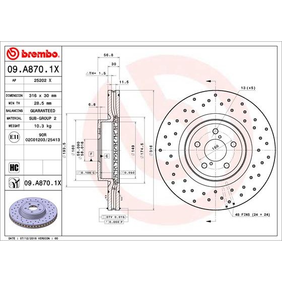 Слика на Кочионен диск BREMBO XTRA LINE 09.A870.1X