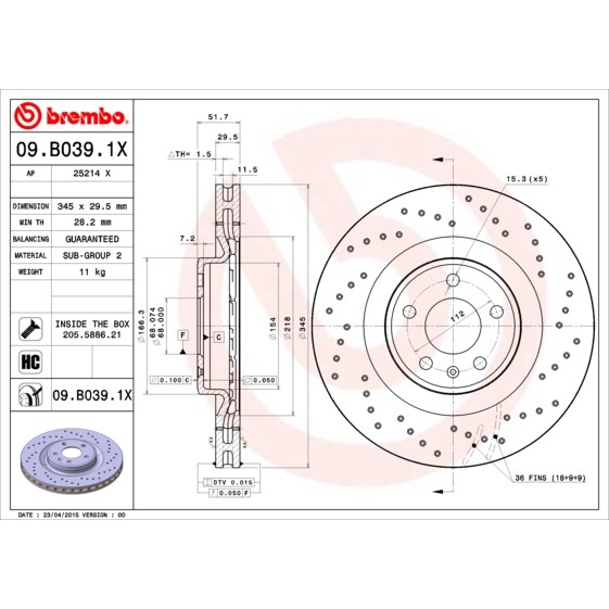 Слика на Кочионен диск BREMBO XTRA LINE 09.B039.1X