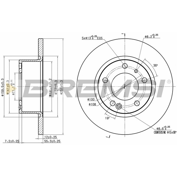 Слика на Кочионен диск BREMSI DBA554S