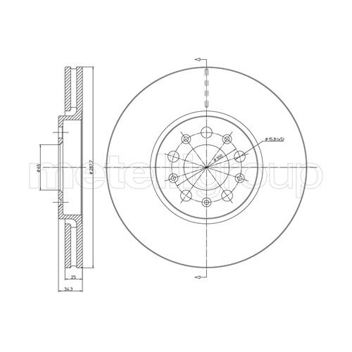 Слика на кочионен диск CIFAM 800-365C за VW Polo 5 (6R) 1.0 - 60 коњи бензин